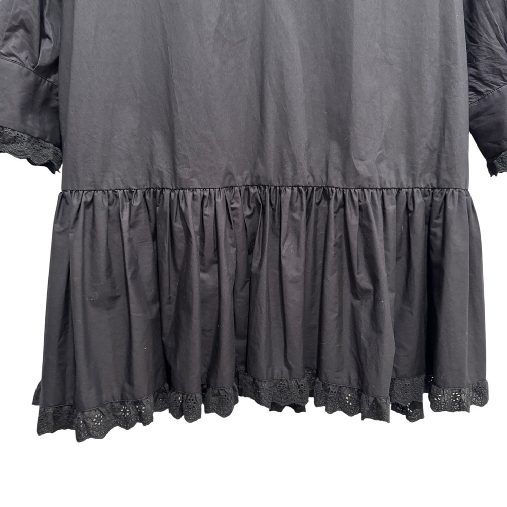 Hunter Bell Carter Mini Dress Lace Cotton Poplin Preppy Dark Academia Black Sz S - Picture 9 of 15